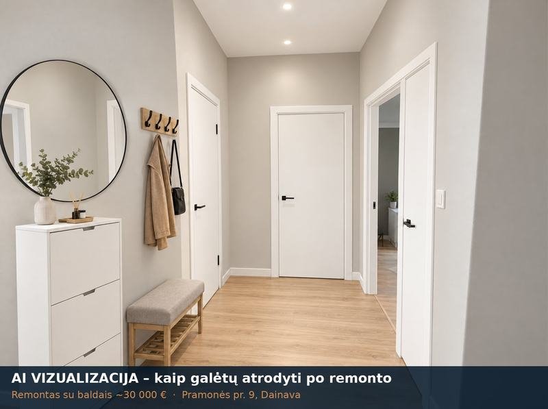 AI vizualizacija: koridorius po remonto – Pramonės pr. 9, Dainava